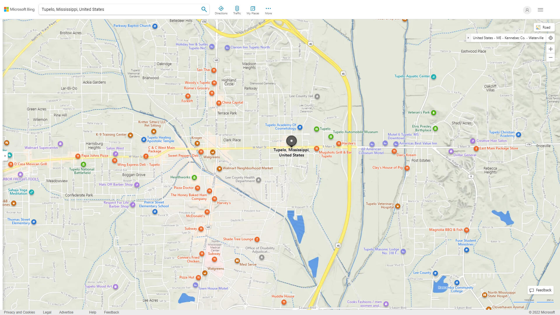 Tupelo Detailed Map